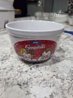 Campbell's 2000 Retro Ceramic Bowl - Red and White Vintage Cottagecore